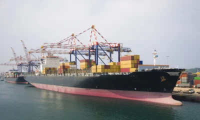 Freight shipping vessel docked in Durban shipping port