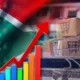 Landscape image of a South African flag with flow charts over an e-commerce shop