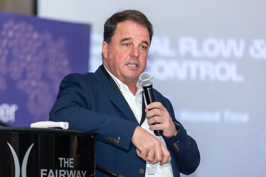 Gerhard van Zyl, Group Operations Director at Professional Group of Companies, presenting at the CILTSA Warehousing Conference