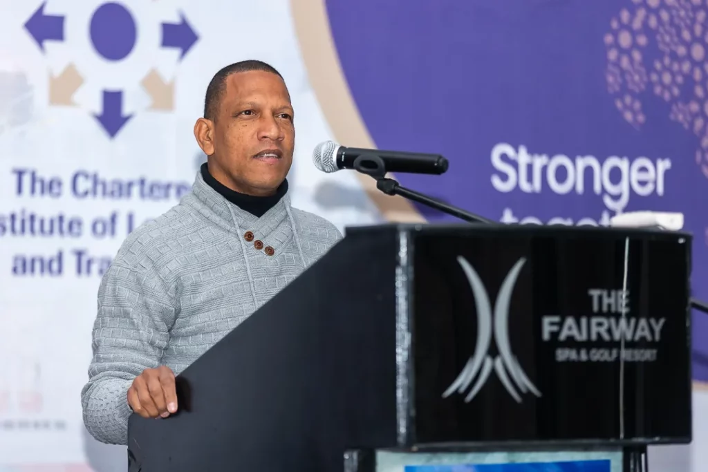 Elvin Harris, President of CILT South Africa, presenting at a CILTSA conference.
