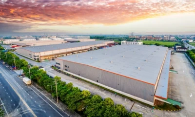 Landscape shot of warehouses in the city