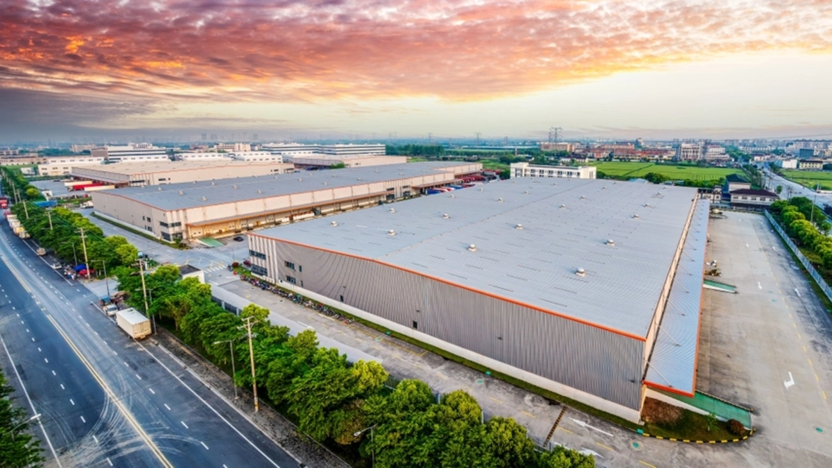 Landscape shot of warehouses in the city