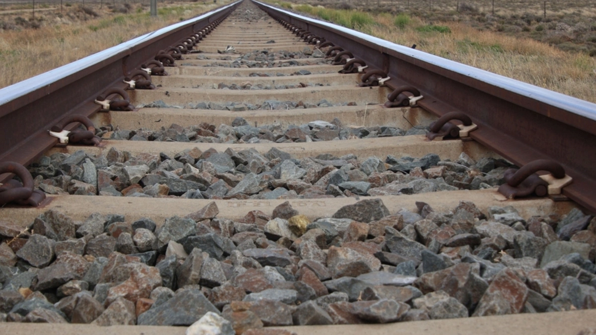 Close up of a railway line through the country side.