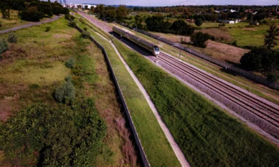 The Gautrain traveling through Modderfontein.