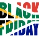 Black Friday typography filled with the South African flag