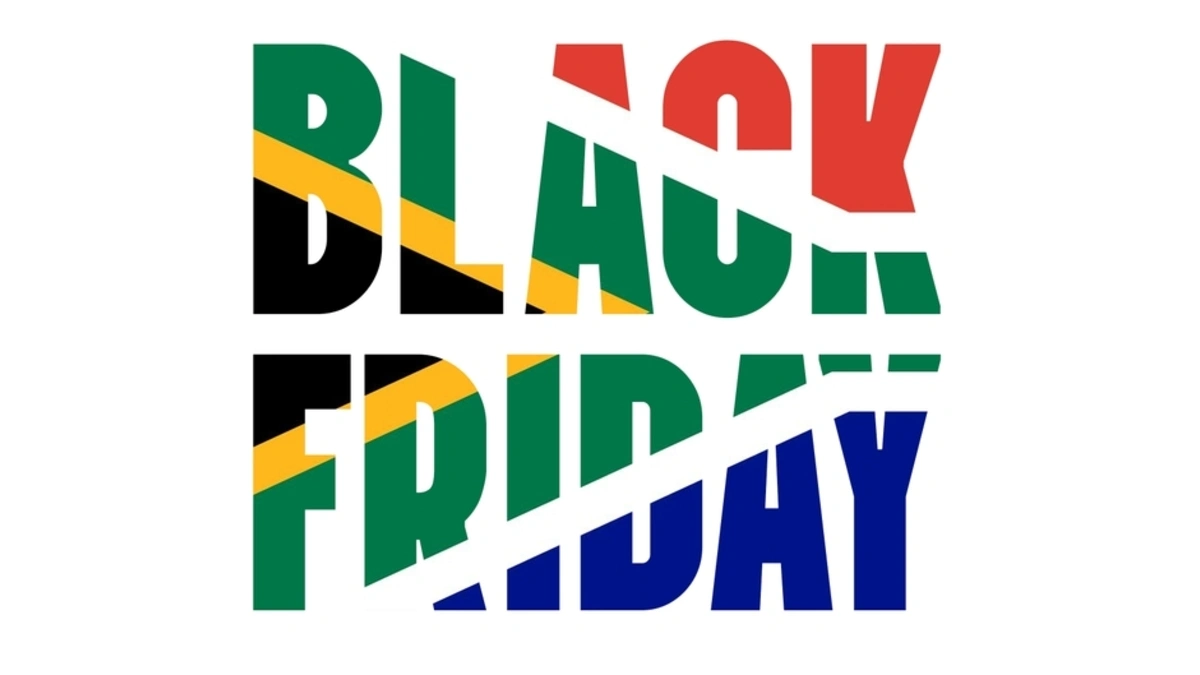 Black Friday typography filled with the South African flag