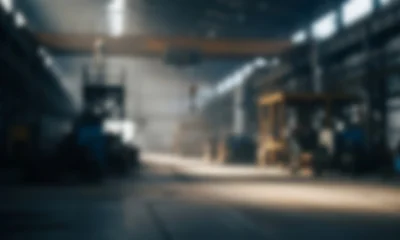 Focused shot of a warehouse interior with a forklift.