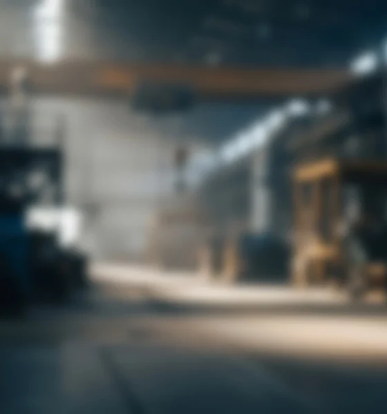 Focused shot of a warehouse interior with a forklift.