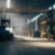 Focused shot of a warehouse interior with a forklift.