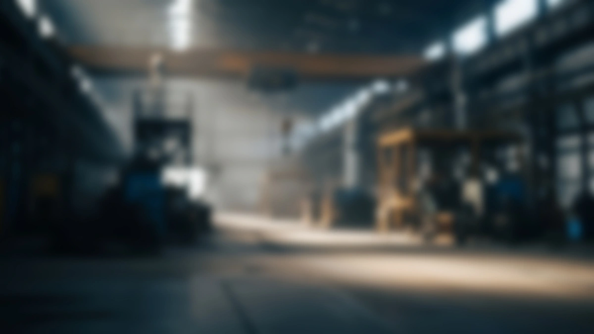 Focused shot of a warehouse interior with a forklift.