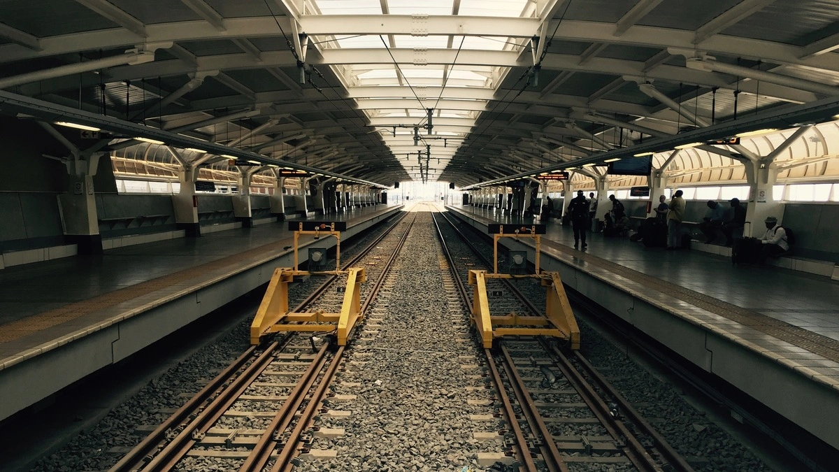 Train station platform at the International Airport Johannesburg