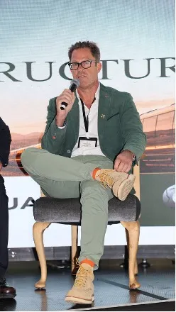 A panellist contributes discussing Project Maverick at the Runway to Railway conference.
