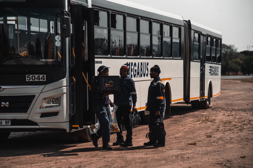 Passeners boarding a Megabus.